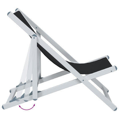 Sedie da Spiaggia Pieghevoli 2 pz Nere in Alluminio e Textilene - homemem39