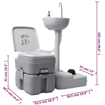 Set Toilette Portatile Campeggio Supporto Lavamani Tanica Acqua