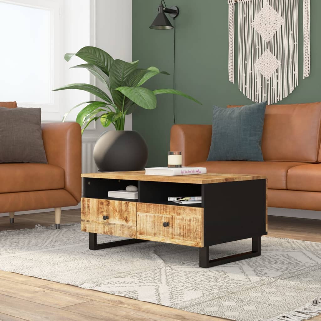 Tavolino da Soggiorno 80x54x40 cm Massello Mango e Multistrato | homemem39