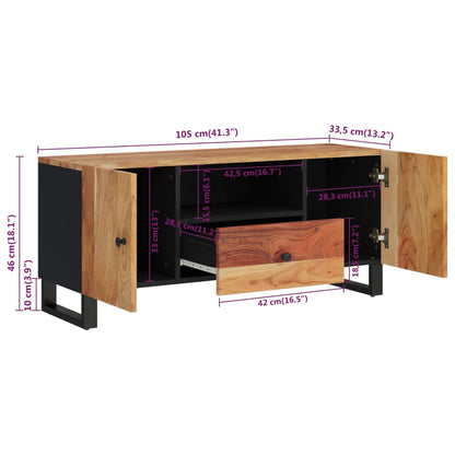 Mobile TV 105x33,5x46cm Legno Massello Acacia Legno Multistrato - homemem39