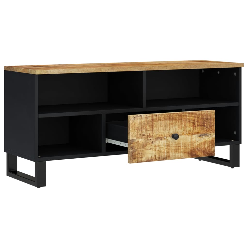 Mobile TV 100x33x46cm Legno Massello Mango e Legno Multistrato - homemem39