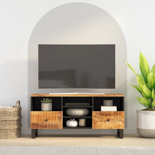 Mobile TV 100x33x46cm Legno Massello Mango e Legno Multistrato - homemem39