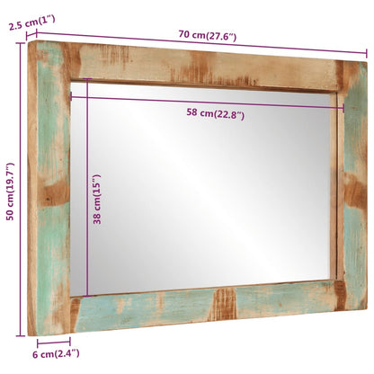 Specchio 70x50 cm in Legno Massello di Recupero e Vetro | homemem39