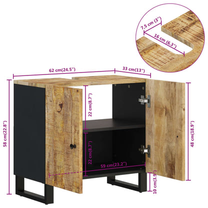 Mobile Lavabo 62x33x58cm Legno Massello Mango Legno Multistrato | homemem39