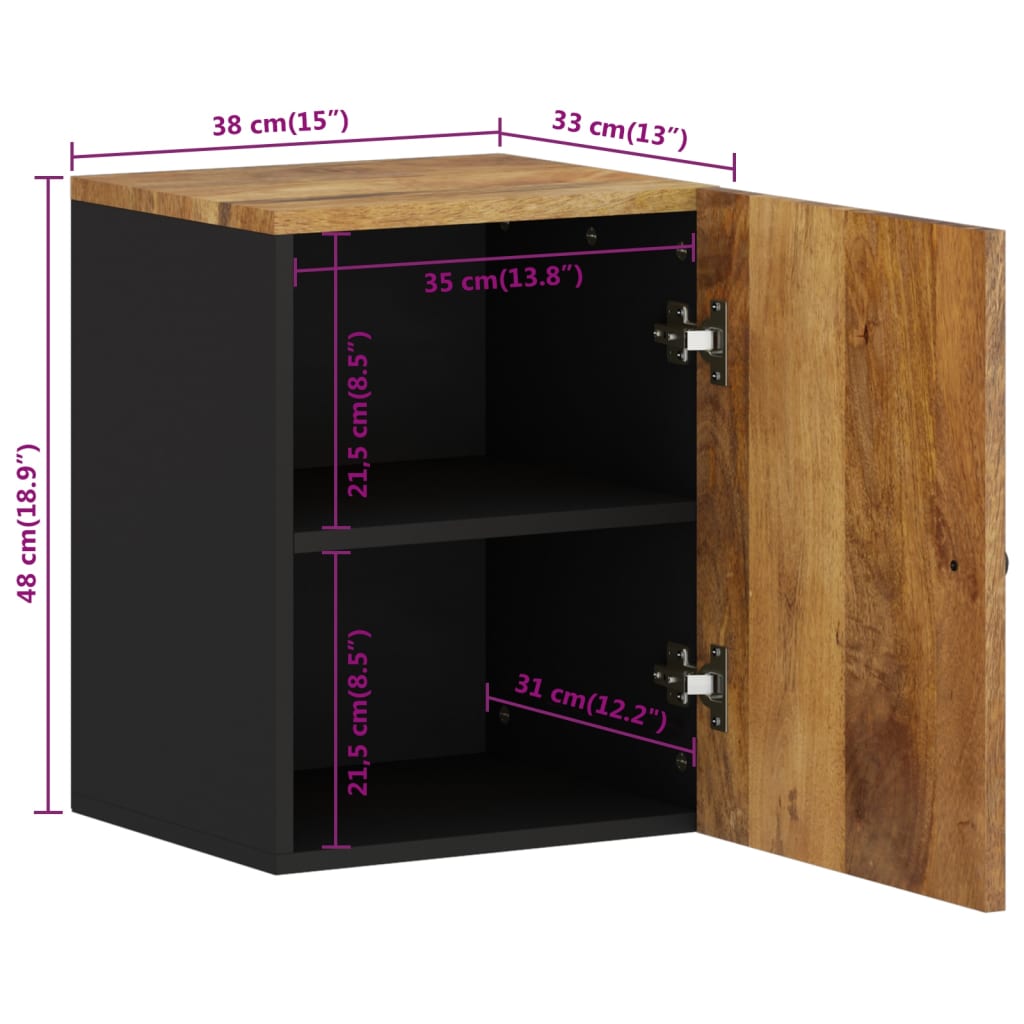 Mobile da Bagno a Parete 38x33x48 cm in Legno Massello di Mango | homemem39