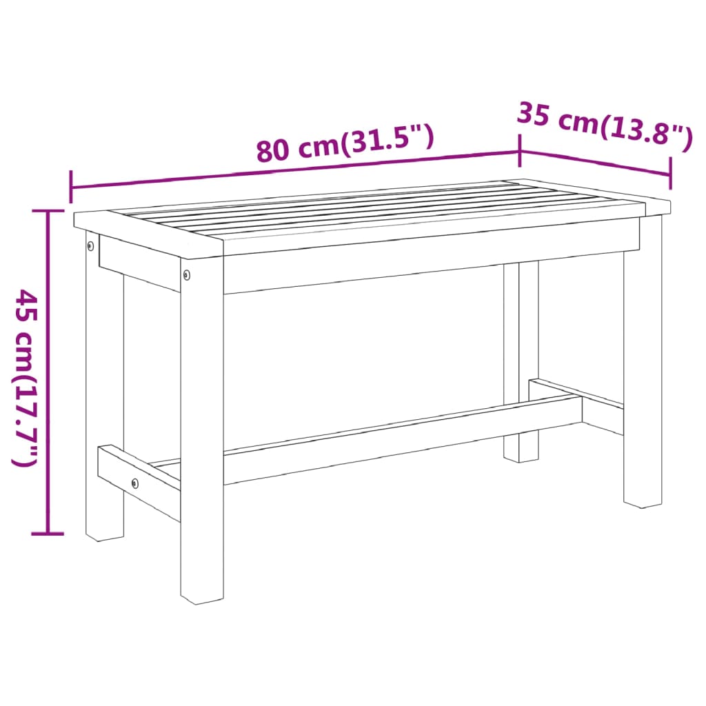 Panca da Giardino 80x35x45 cm in Legno Massello di Acacia