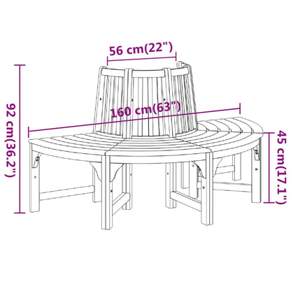 Panchina Albero Semi Circolare Ø160 Legno Massello di Eucalipto