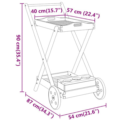 Carrello da Tè 54x87x90 cm in Legno Massello di Acacia - homemem39