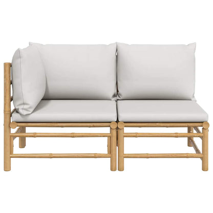 Set Salotto da Giardino 2pz con Cuscini Grigio Chiaro Bambù | homemem39