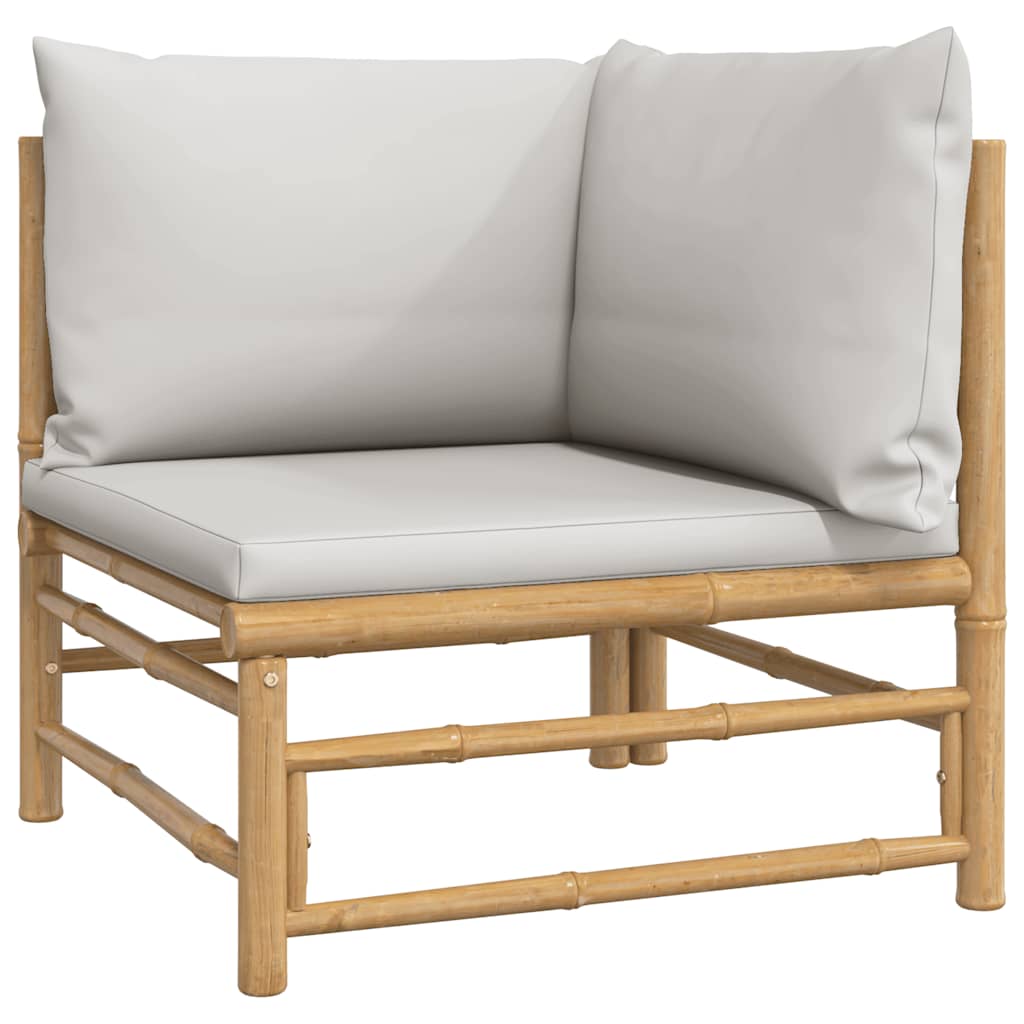 Set Salotto da Giardino 2pz con Cuscini Grigio Chiaro Bambù