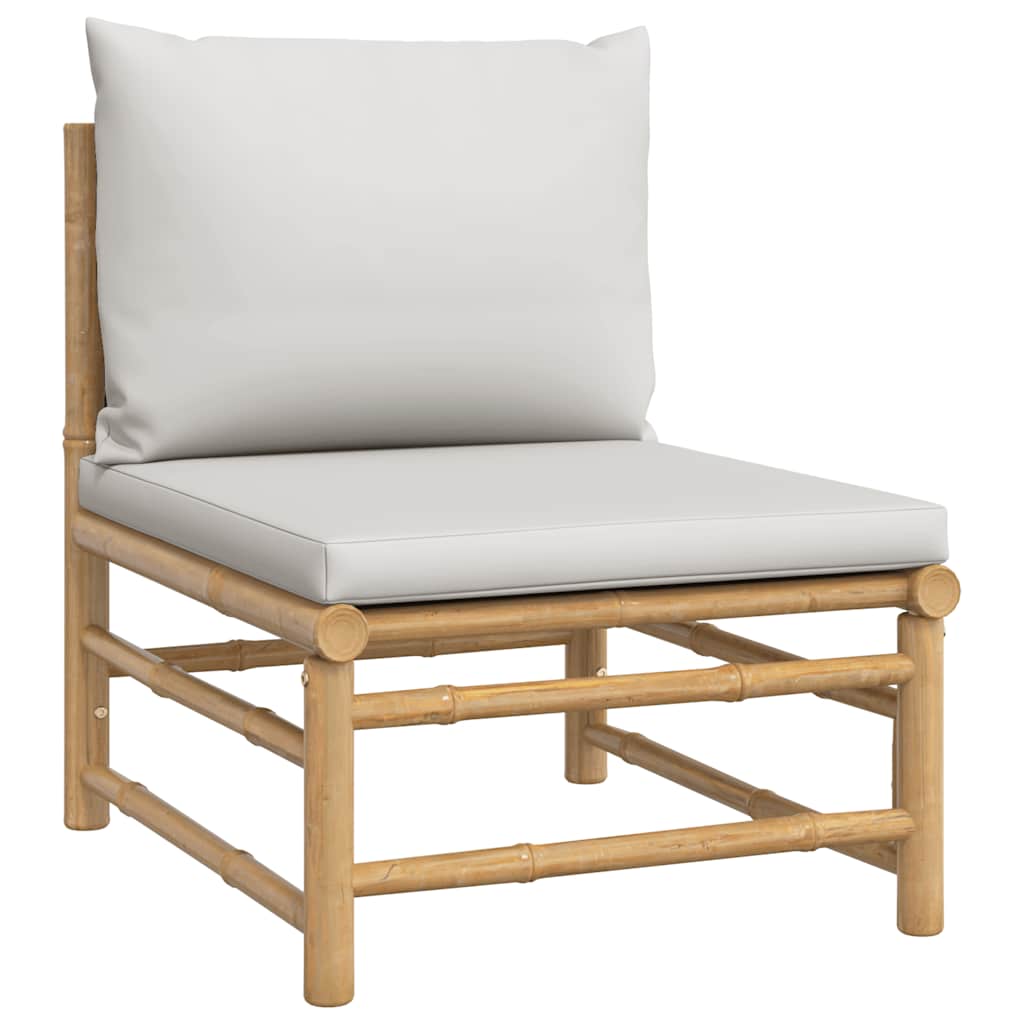 Set Salotto da Giardino 2pz con Cuscini Grigio Chiaro Bambù | homemem39
