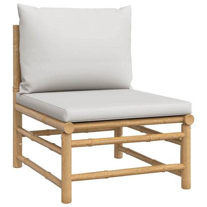 Set Salotto da Giardino 2pz con Cuscini Grigio Chiaro Bambù | homemem39