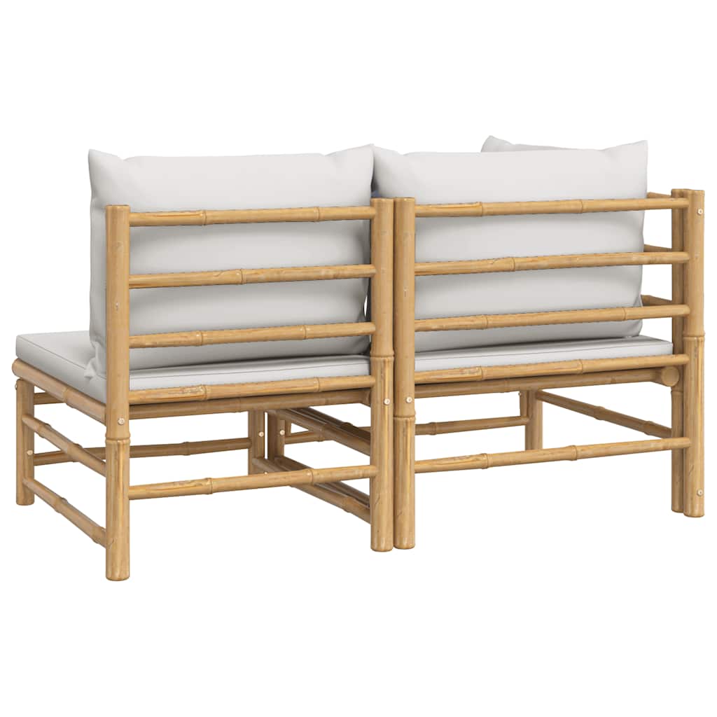 Set Salotto da Giardino 2pz con Cuscini Grigio Chiaro Bambù | homemem39