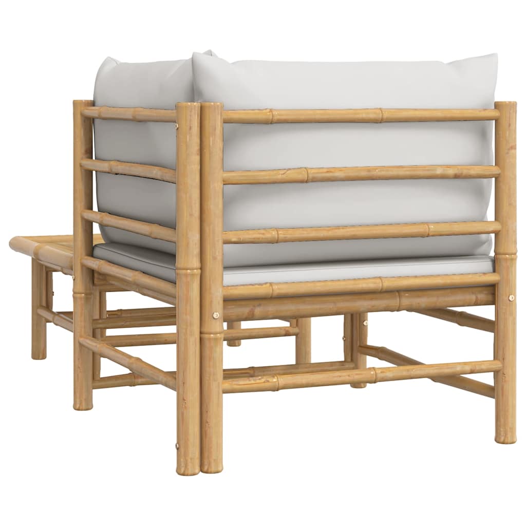 Set Salotto da Giardino 2pz con Cuscini Grigio Chiaro Bambù