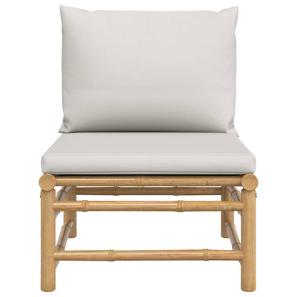 Divano Centrale da Giardino con Cuscini Grigio Chiaro Bambù - homemem39