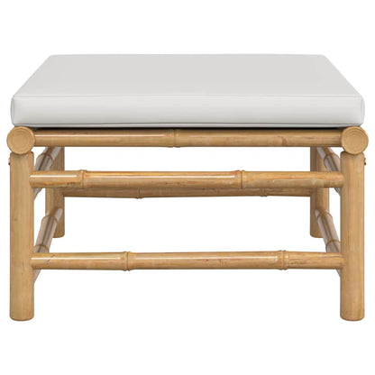 Poggiapiedi da Giardino con Cuscino Grigio Chiaro in Bambù - homemem39