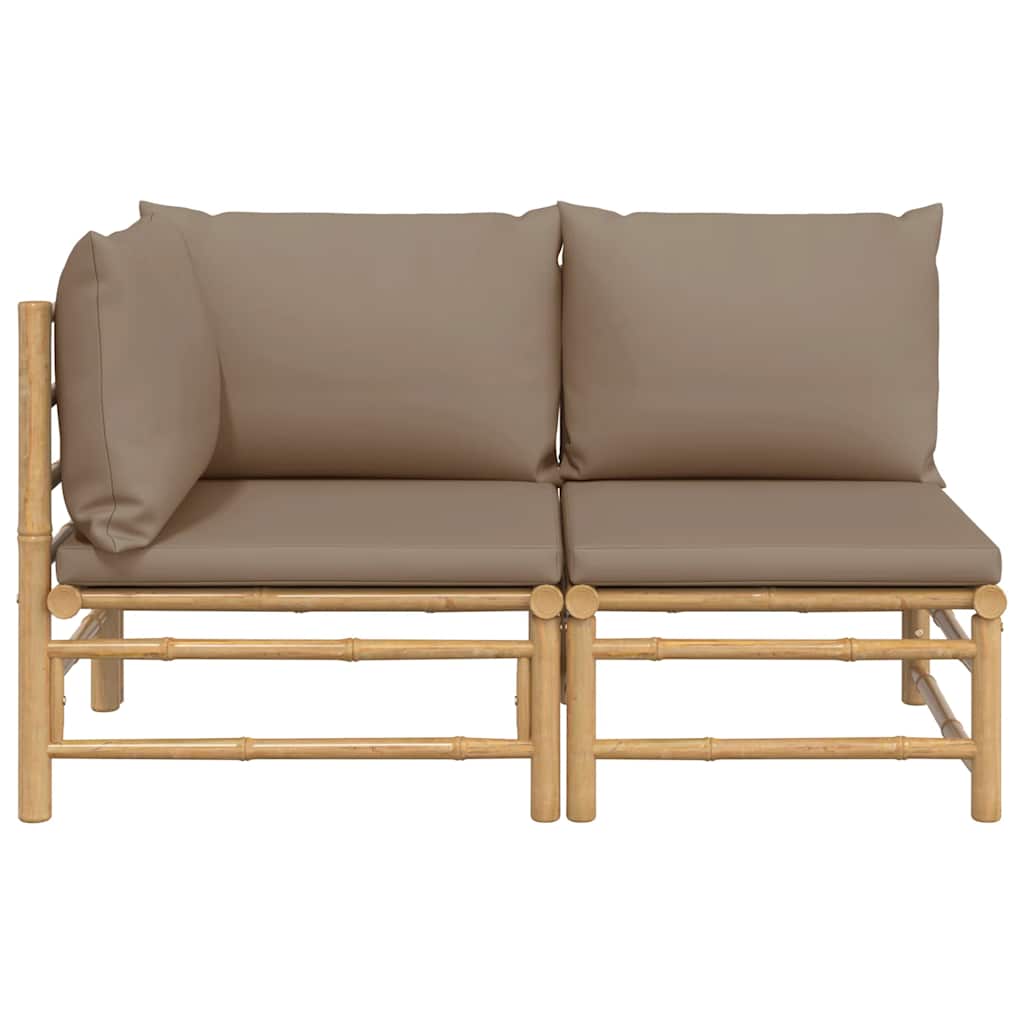 Set Salotto da Giardino 2pz con Cuscini Bambù
