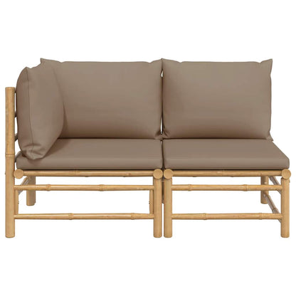 Set Salotto da Giardino 2pz con Cuscini Bambù