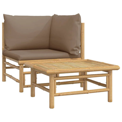 Set Salotto da Giardino 2pz con Cuscini Bambù