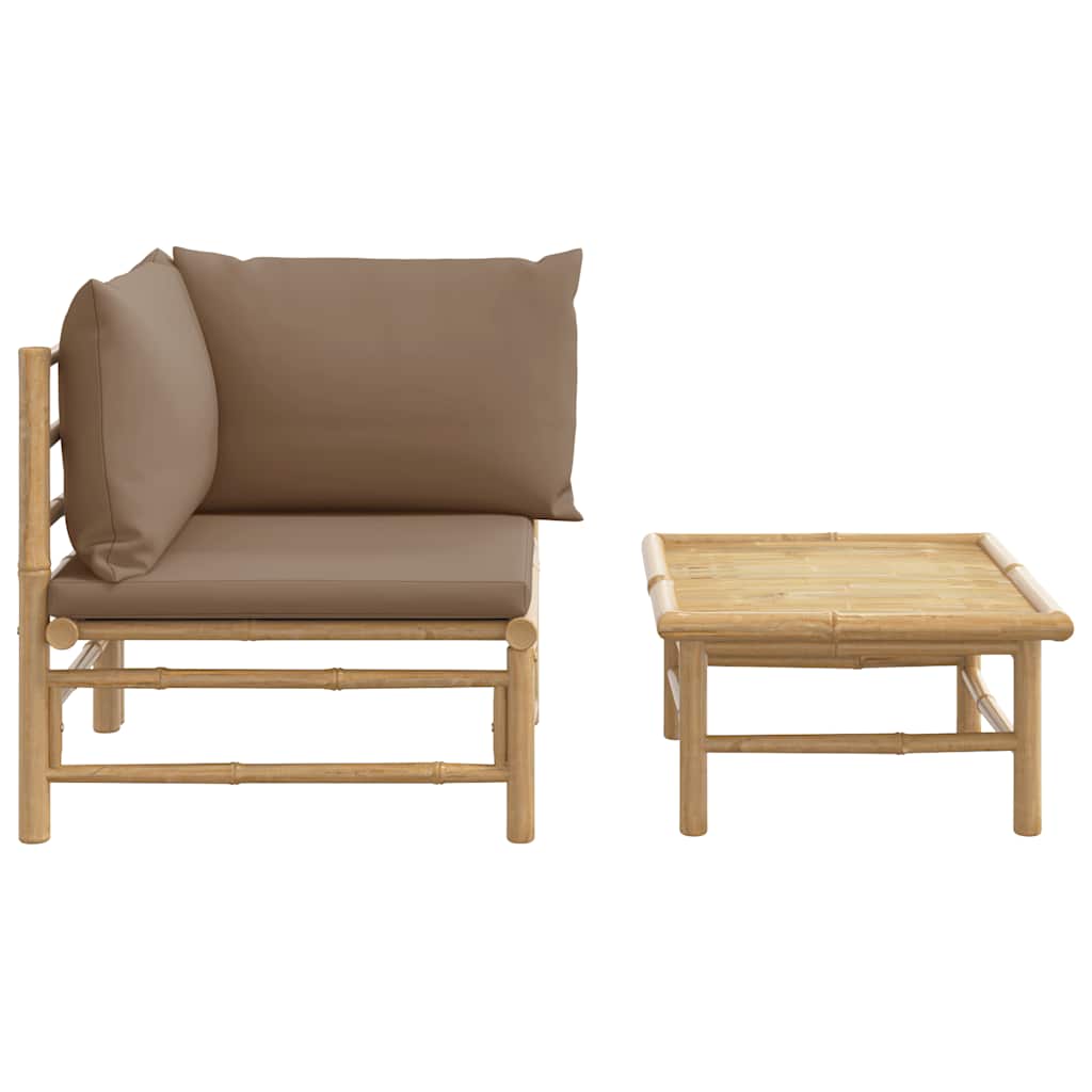 Set Salotto da Giardino 2pz con Cuscini Bambù