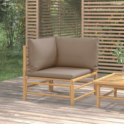 Divano Angolare da Giardino con Cuscini Bambù