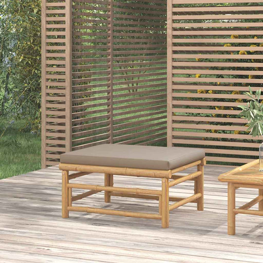 Poggiapiedi da Giardino con Cuscino Tortora in Bambù | homemem39