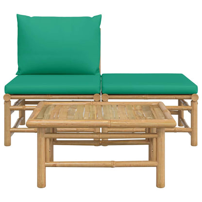 Set Salotto da Giardino 3pz con Cuscini Verdi Bambù | homemem39