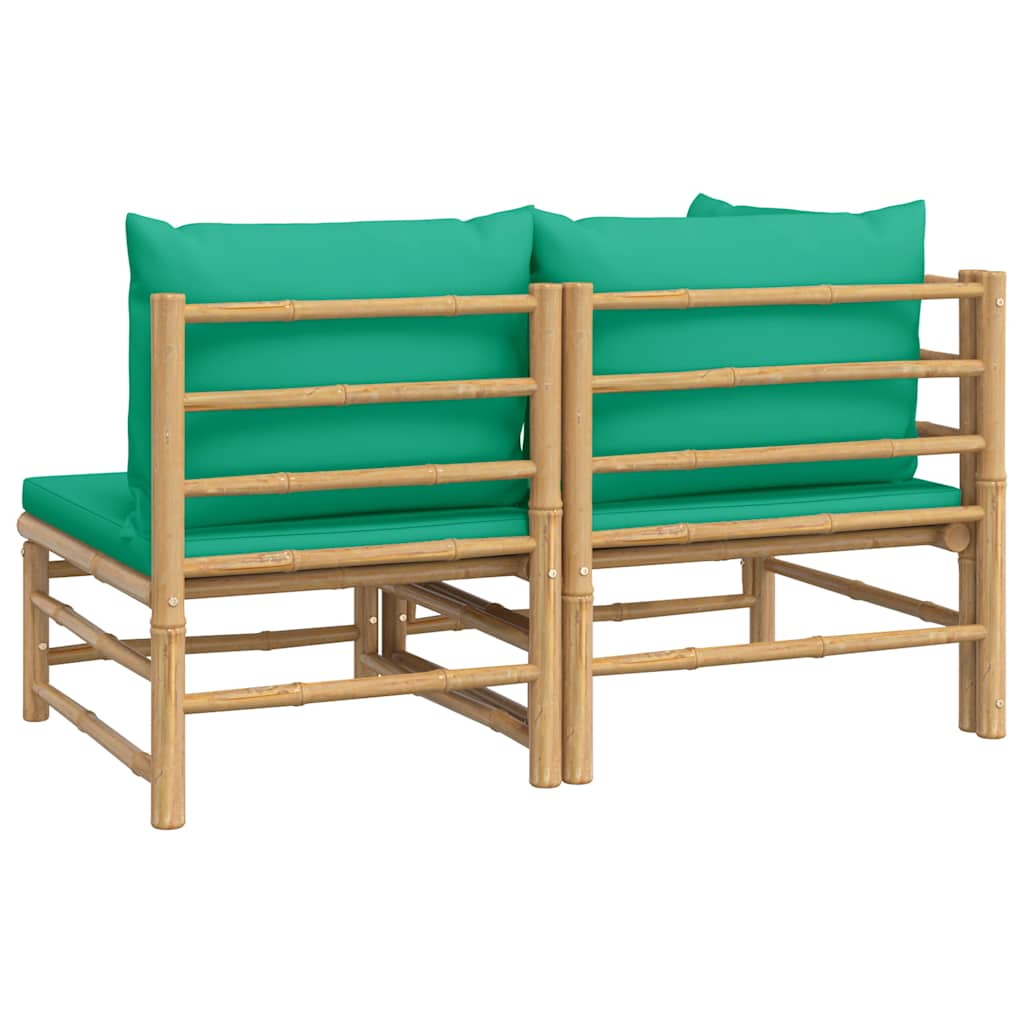 Set Salotto da Giardino 2pz con Cuscini Verdi Bambù