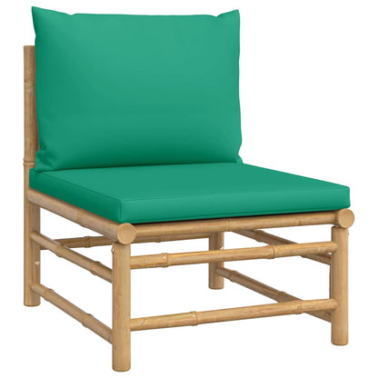Set Salotto da Giardino 2pz con Cuscini Verdi Bambù