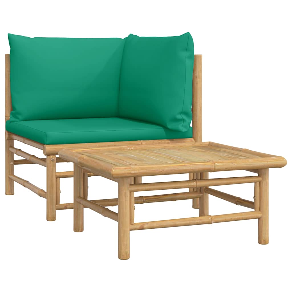 Set Salotto da Giardino 2pz con Cuscini Verdi Bambù | homemem39
