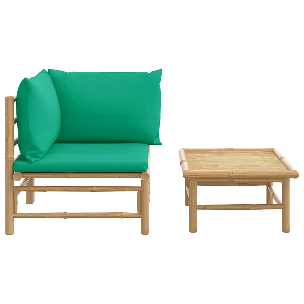 Set Salotto da Giardino 2pz con Cuscini Verdi Bambù | homemem39