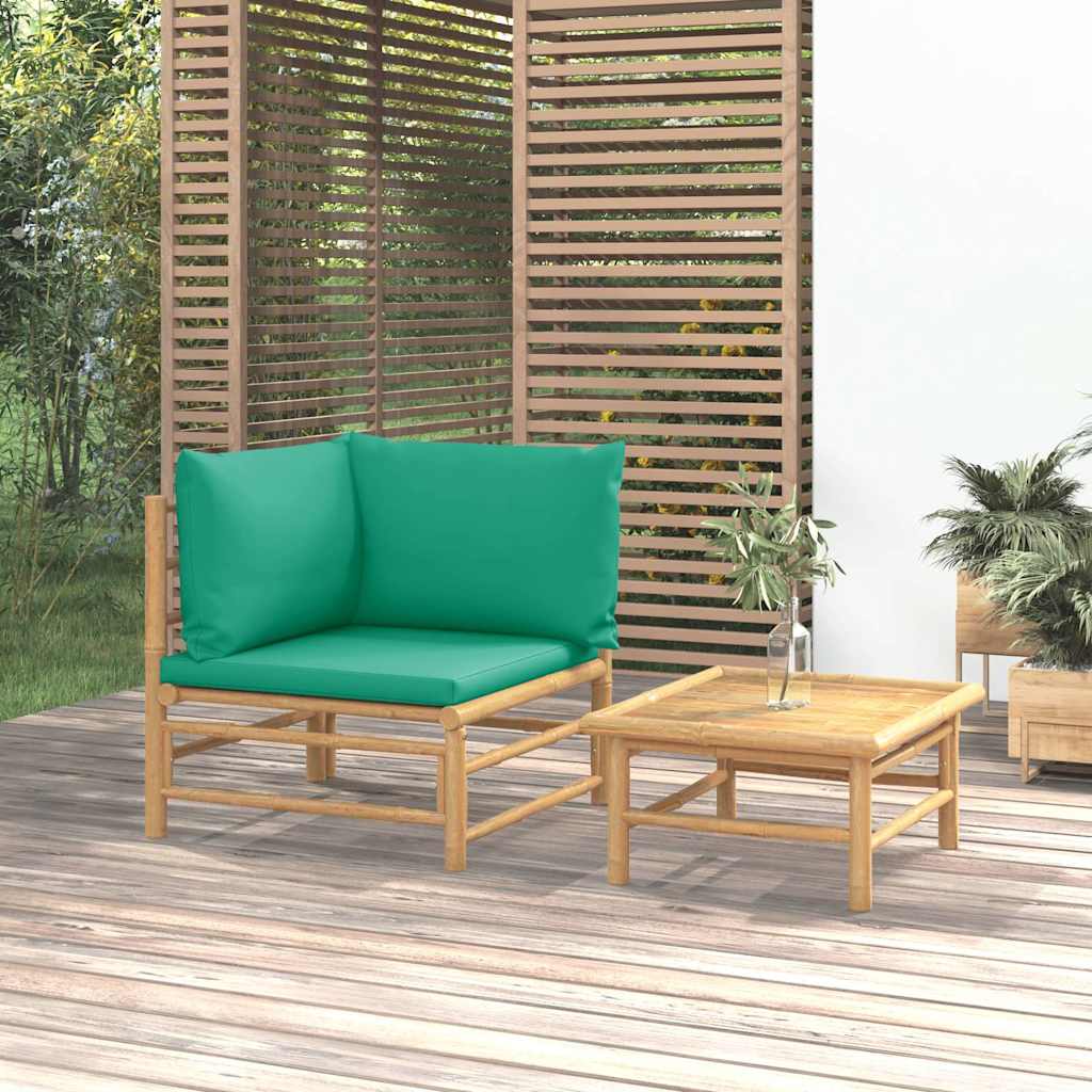 Set Salotto da Giardino 2pz con Cuscini Verdi Bambù | homemem39