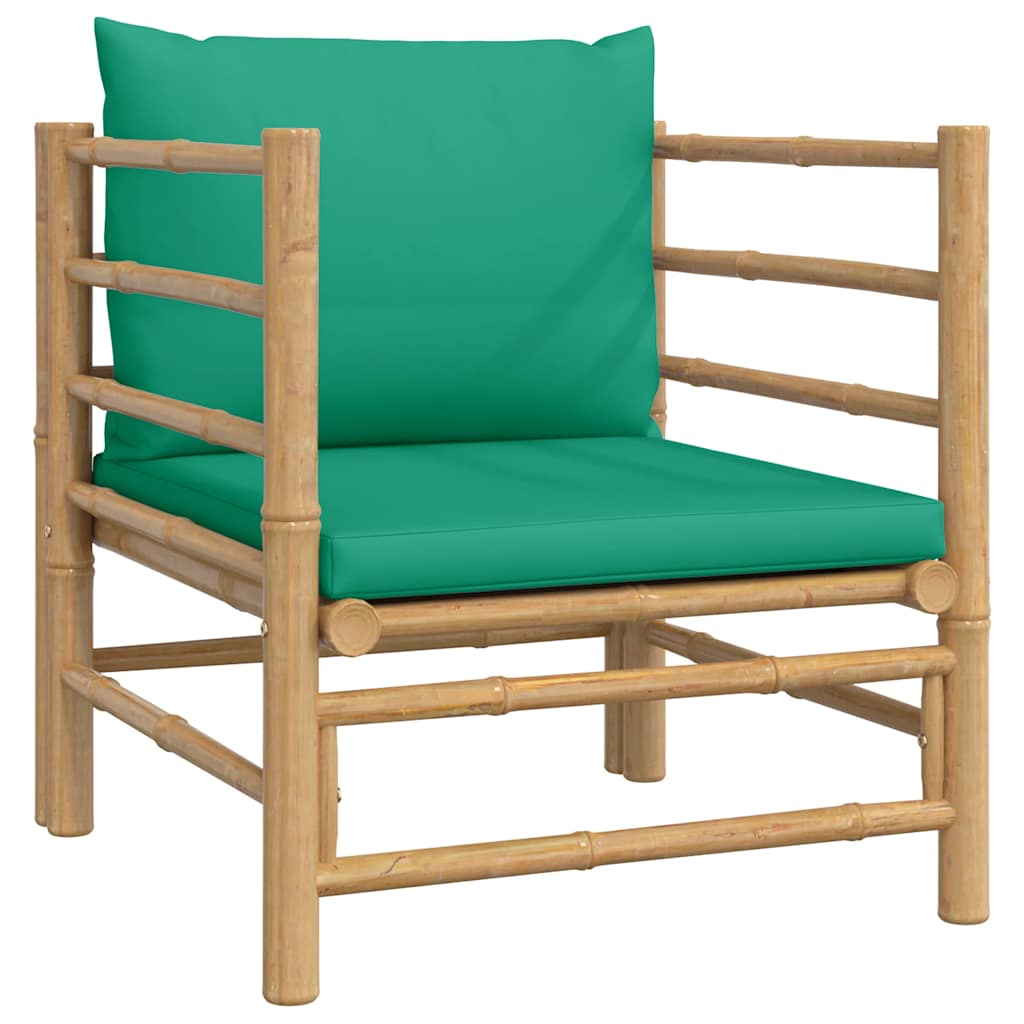Divano da Giardino con Cuscini Verdi in Bambù | homemem39