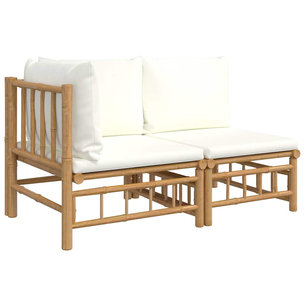 Set Salotto da Giardino 2pz con Cuscini Bambù