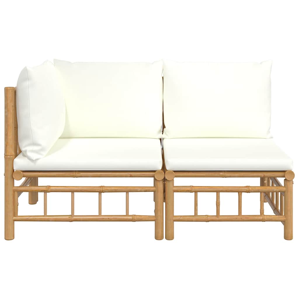 Set Salotto da Giardino 2pz con Cuscini Bambù