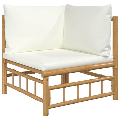 Set Salotto da Giardino 2pz con Cuscini Bianco Crema in Bambù | homemem39