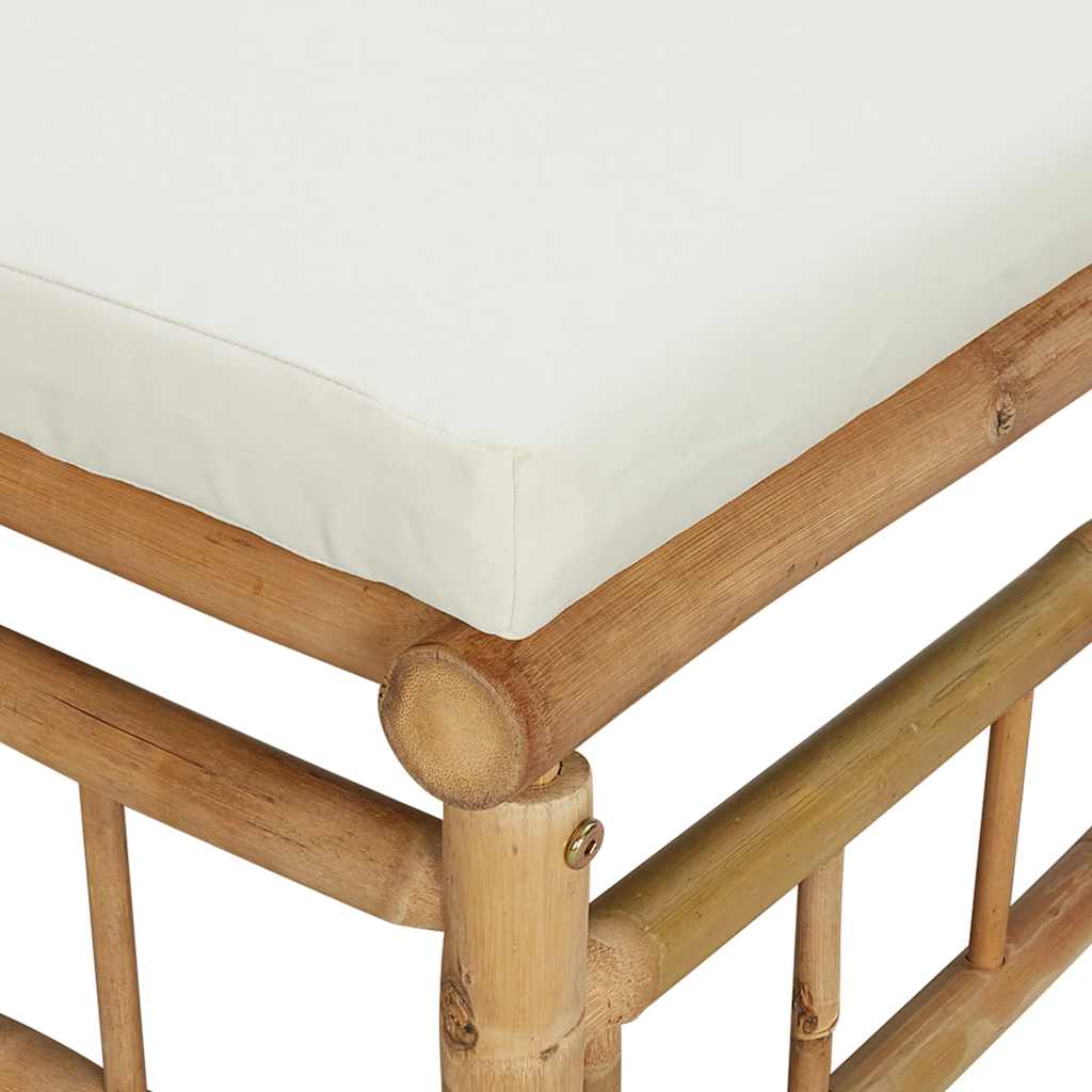 Set Salotto da Giardino 2pz con Cuscini Bianco Crema in Bambù | homemem39