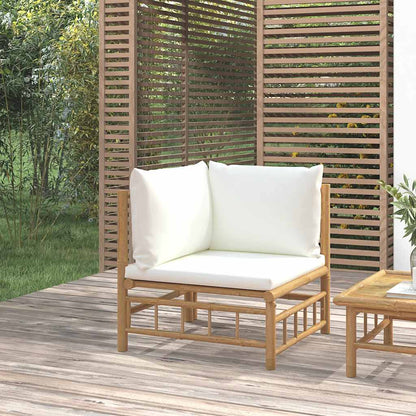 Divano Angolare da Giardino con Cuscini Bambù