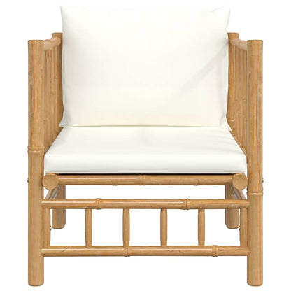 Divano da Giardino con Cuscini Bianco Crema in Bambù - homemem39