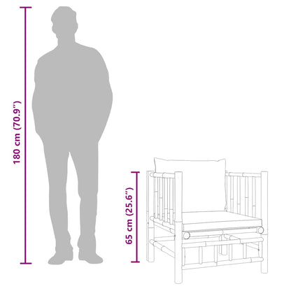 Divano da Giardino con Cuscini Bianco Crema in Bambù - homemem39