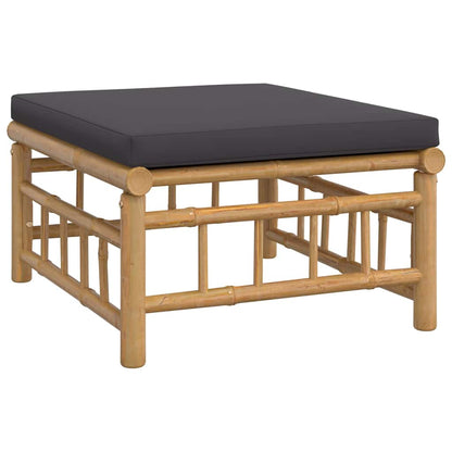 Set Salotto da Giardino 3pz con Cuscini Grigio Scuro Bambù | homemem39