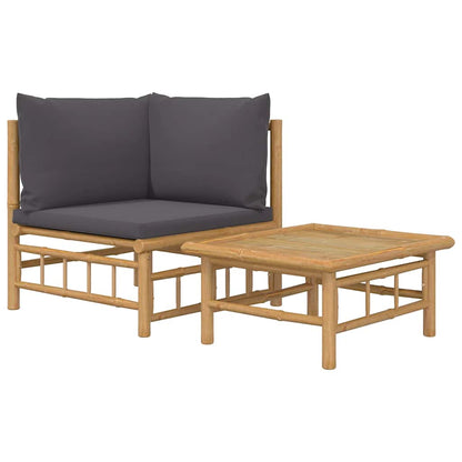 Set Salotto da Giardino 2pz con Cuscini Grigio Scuro Bambù | homemem39