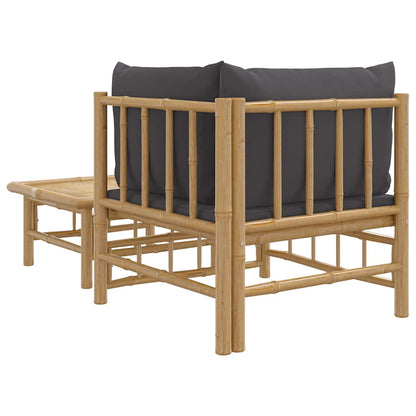 Set Salotto da Giardino 2pz con Cuscini Grigio Scuro Bambù | homemem39