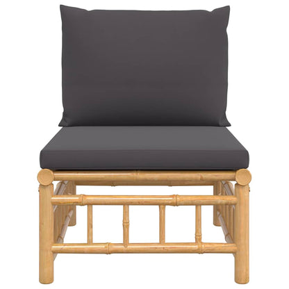 Divano Centrale da Giardino con Cuscini Grigio Scuro Bambù - homemem39