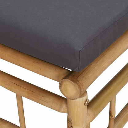 Poggiapiedi da Giardino con Cuscino Grigio Scuro in Bambù | homemem39