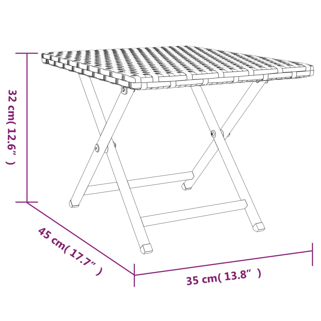 Tavolo Pieghevole Marrone 45x35x32 cm in Polyrattan | homemem39