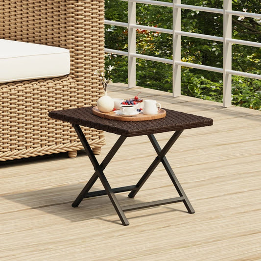 Tavolo Pieghevole Marrone 45x35x32 cm in Polyrattan | homemem39