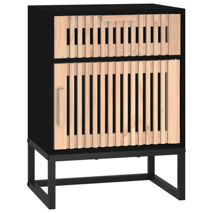 Comodino Nero 40x30x55,5 cm Legno Multistrato e Ferro - homemem39