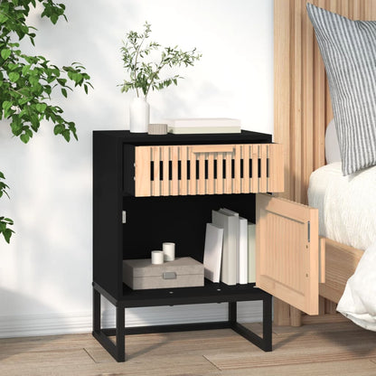 Comodino Nero 40x30x55,5 cm Legno Multistrato e Ferro - homemem39