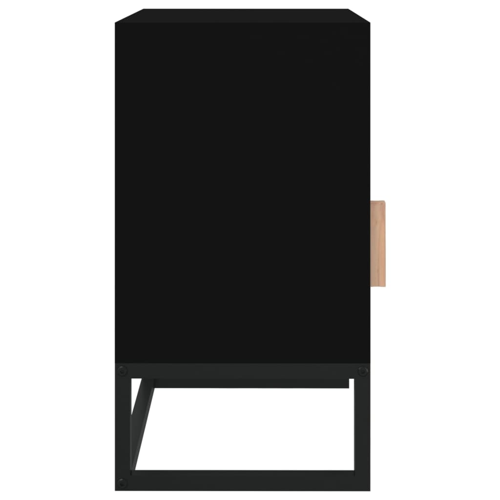 Comodino Nero 40x30x55,5 cm Legno Multistrato e Ferro - homemem39